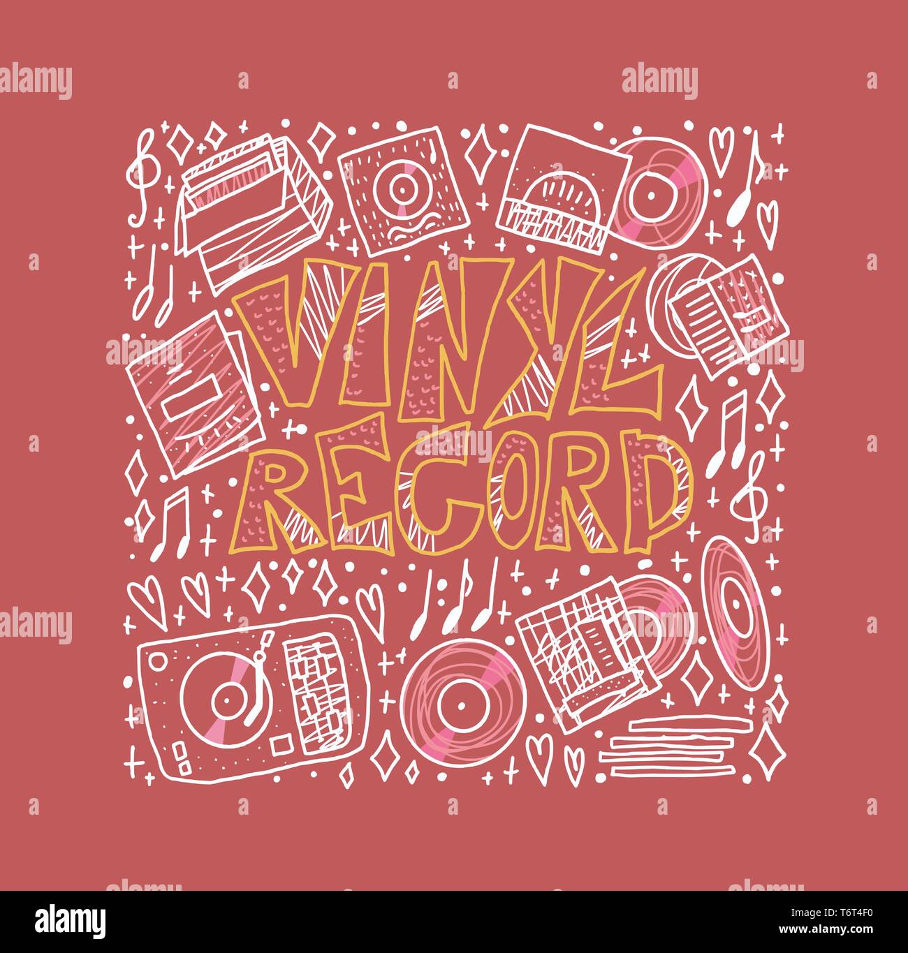 Vinyl record retro poster. Vector color illustration. Stock Vector
