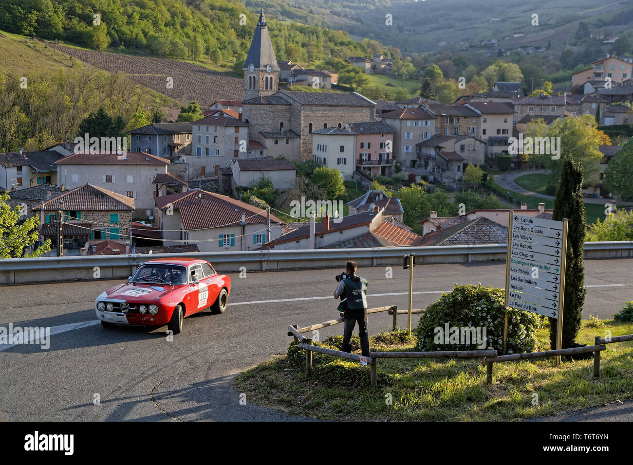 MARCHAMPT, FRANCE, May 1, 2019 : Tour de France Automobile, born in 1899, was a unique event, with a mix of open road, classic race track and uphill.  Stock Photo