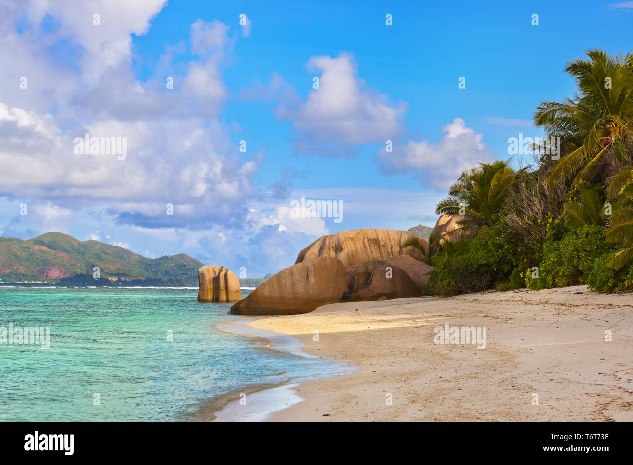 Famous beach Source d'Argent at Seychelles Stock Photo - Alamy