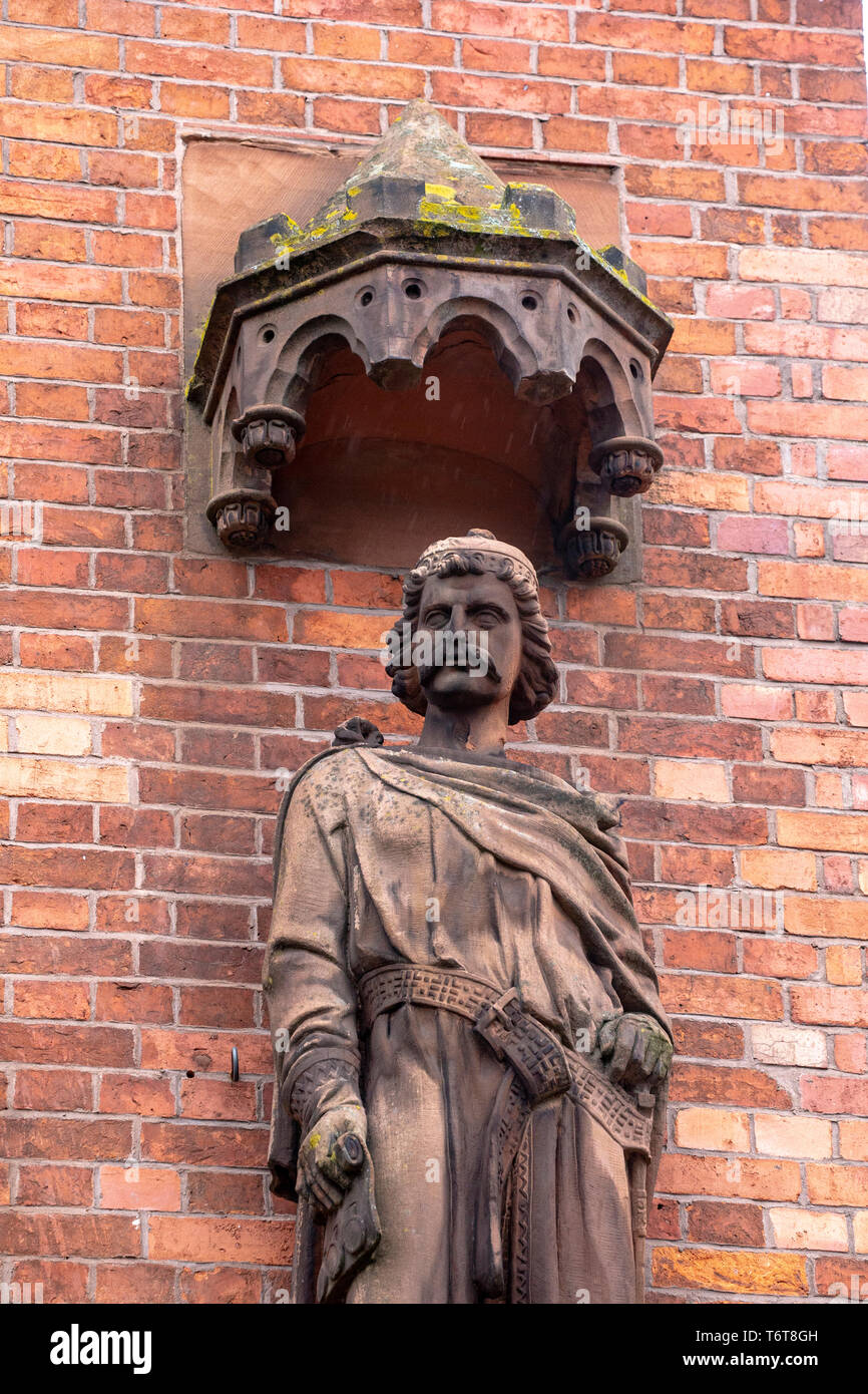 Bigot de Loges statue on outside wall of Sandbach Town Hall Cheshire UK Stock Photo