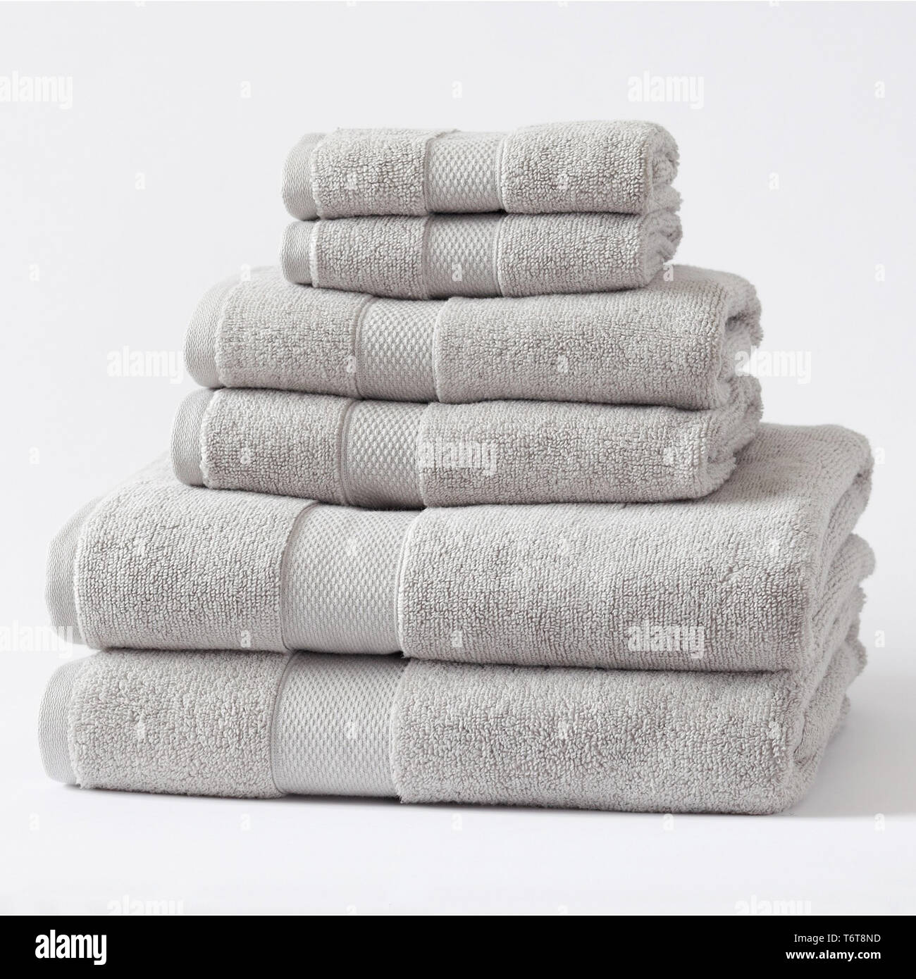Beautiful, fluffy dobby border cotton towel set Stock Photo Alamy