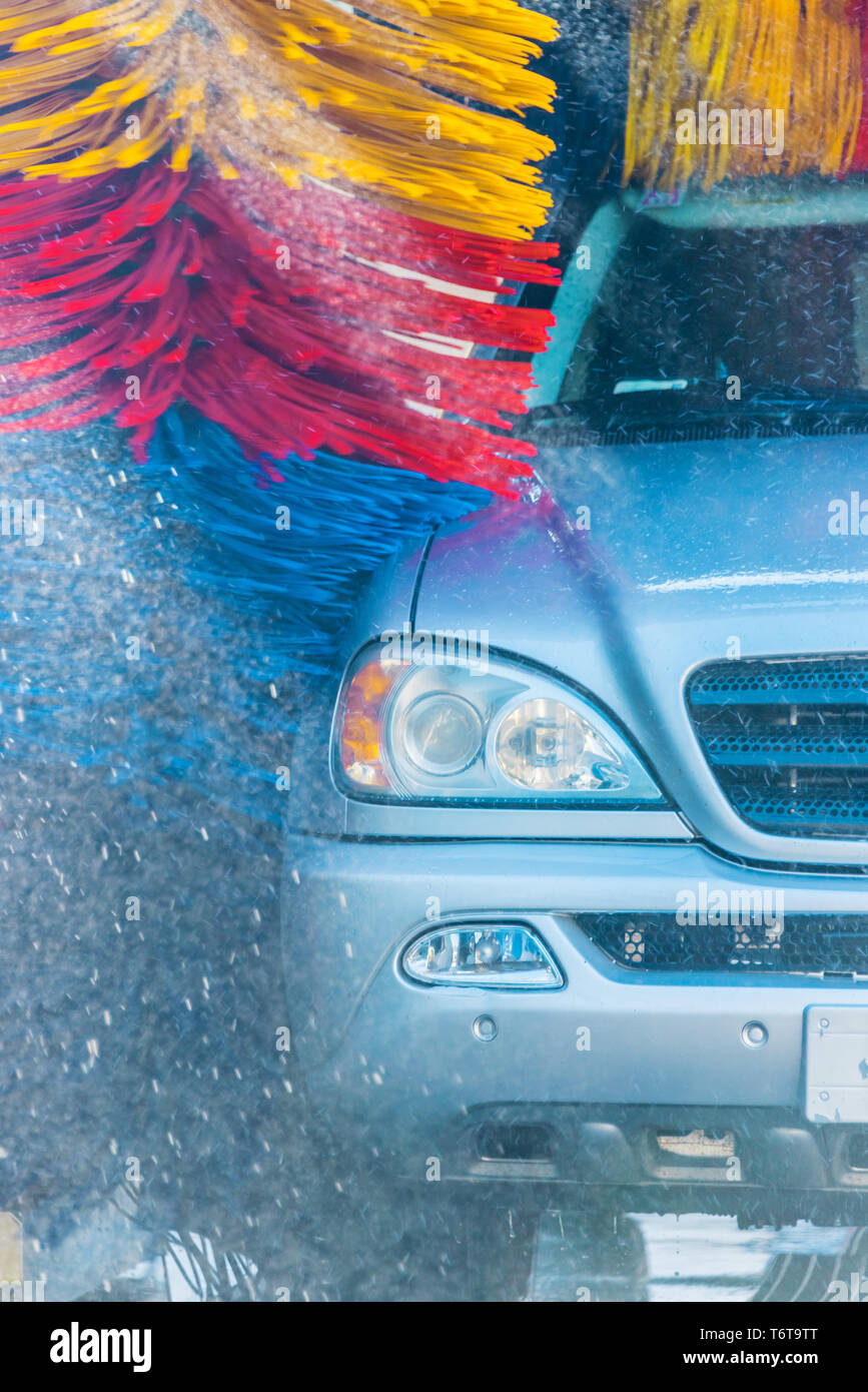 Car going through an automated car wash machine Stock Photo Alamy