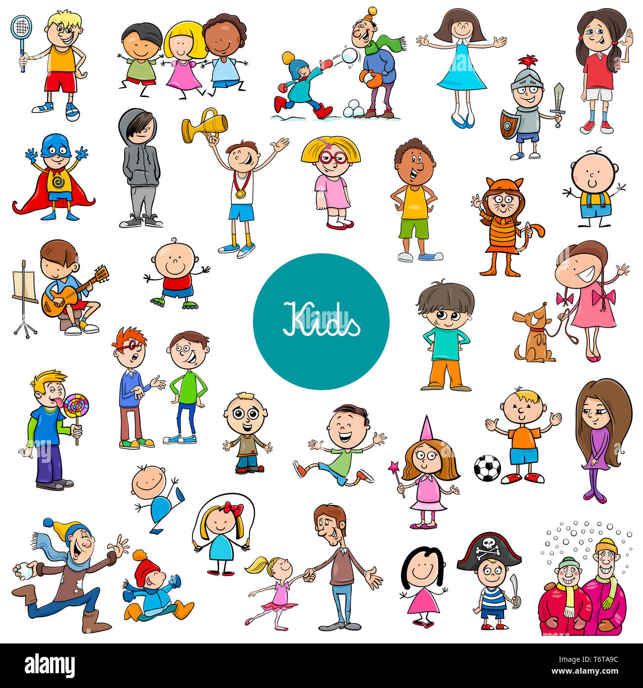 cartoon children characters large set Stock Photo - Alamy