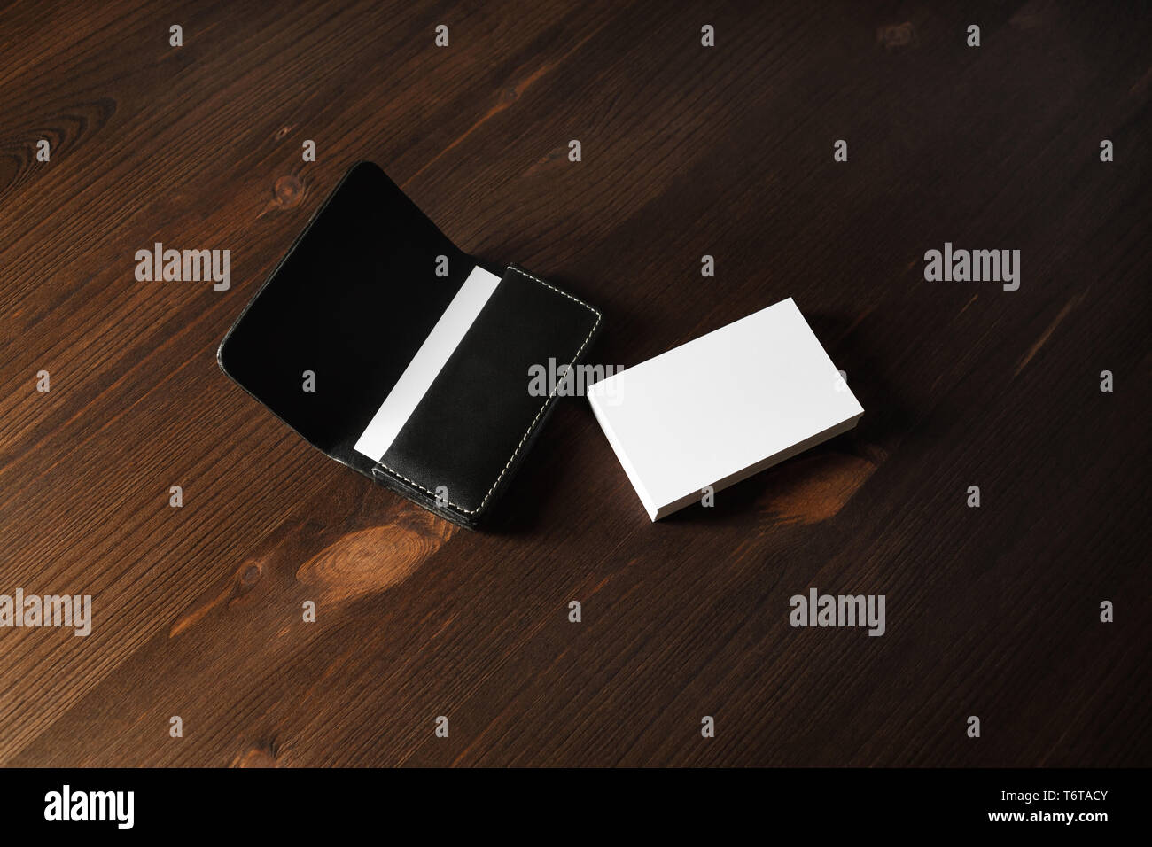 Leather card holder Stock Photo