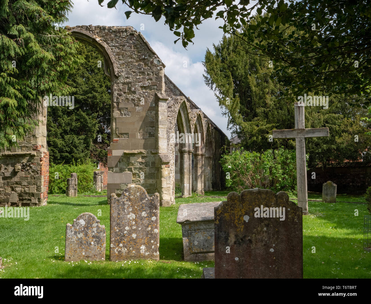 Ruins of St Mary's Old Church, Market Place, Wilton, nr Salisbury, Wiltshire, UK. Stock Photo