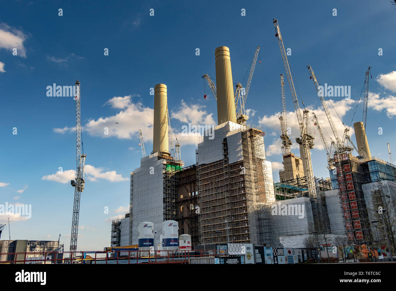 Major construction work at Battersea Power Station in a multi- billion pound redevelopment scheme in Battersea , London, UK Stock Photo