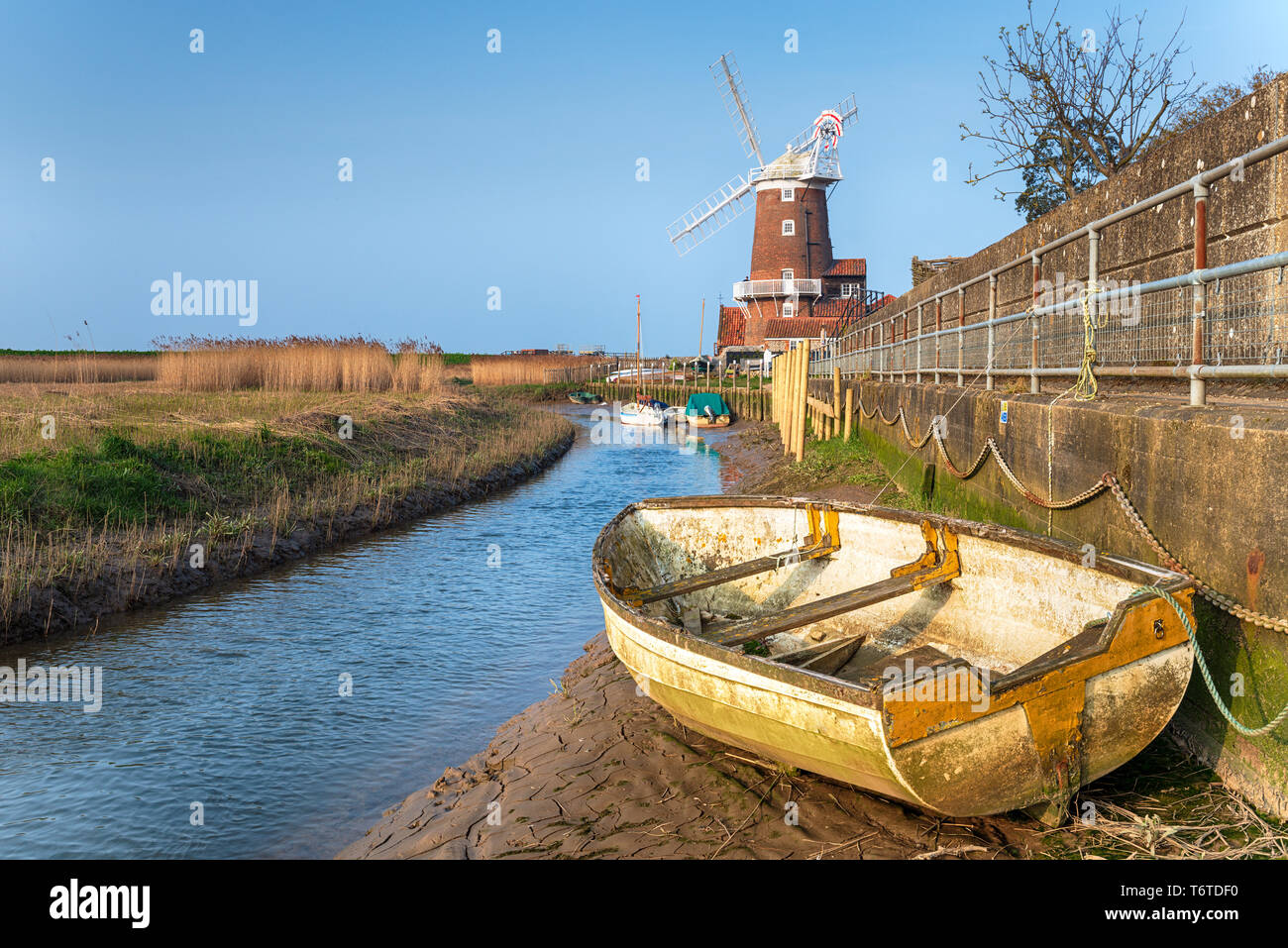 Thr river Glaven at Cley windmill on the north coast if Norfolk Stock Photo