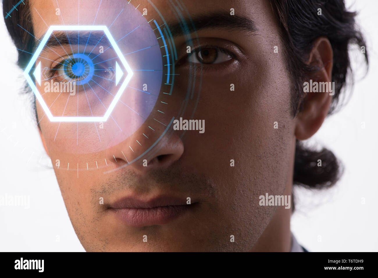 Concept of sensor implanted into human eye Stock Photo Alamy
