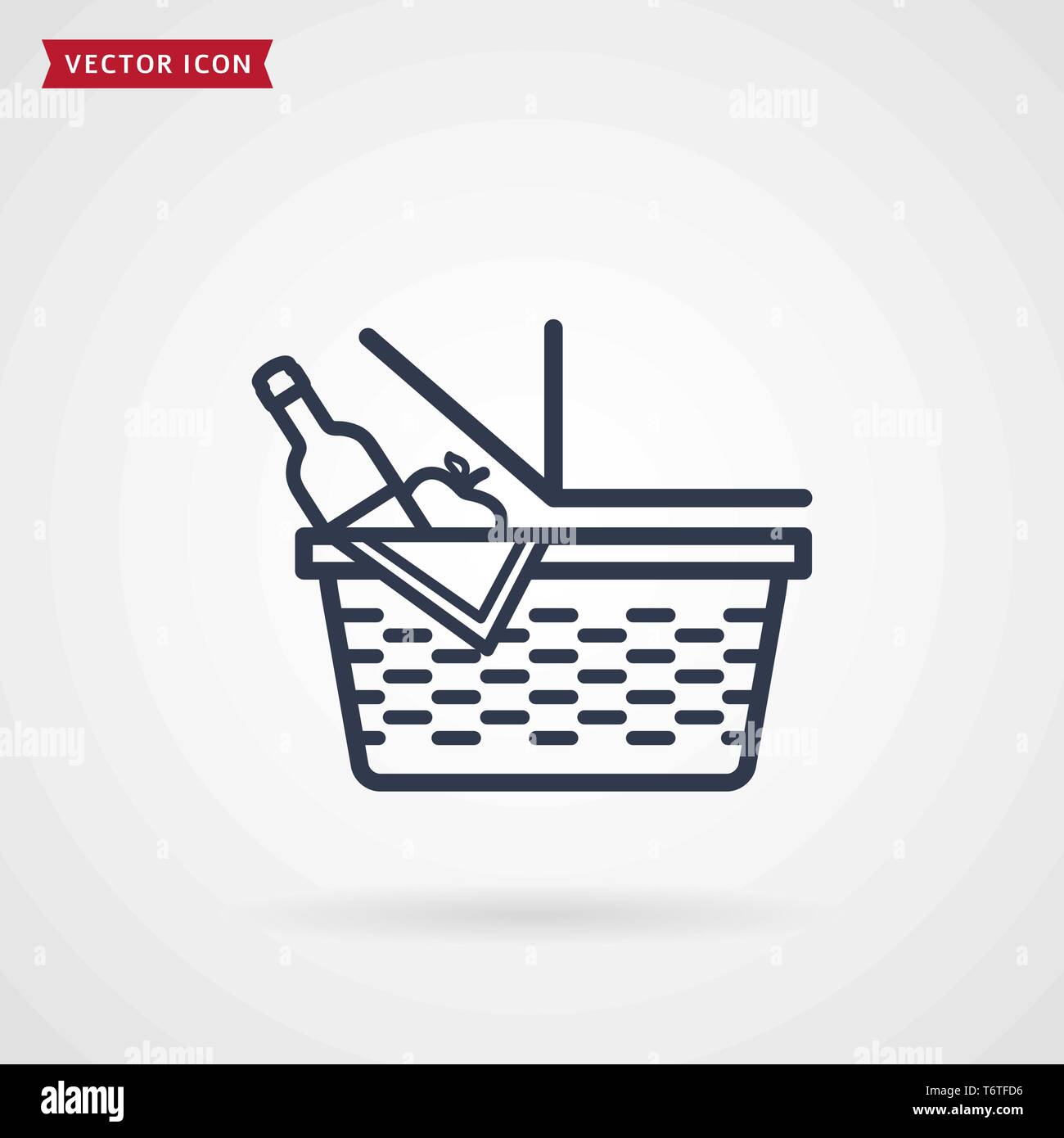 Picnic basket line icon. Vector outline symbol isolated on white ...