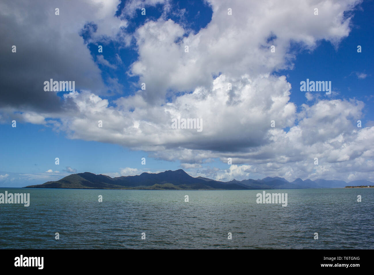 view to dunk island on a beautiful summer day, Missions beach, Queensland Stock Photo