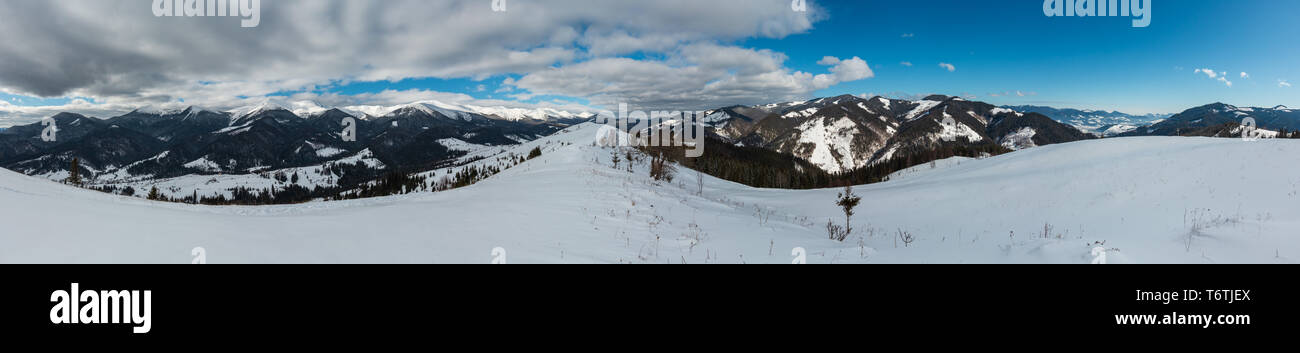 Morning winter mountain ridge Stock Photo