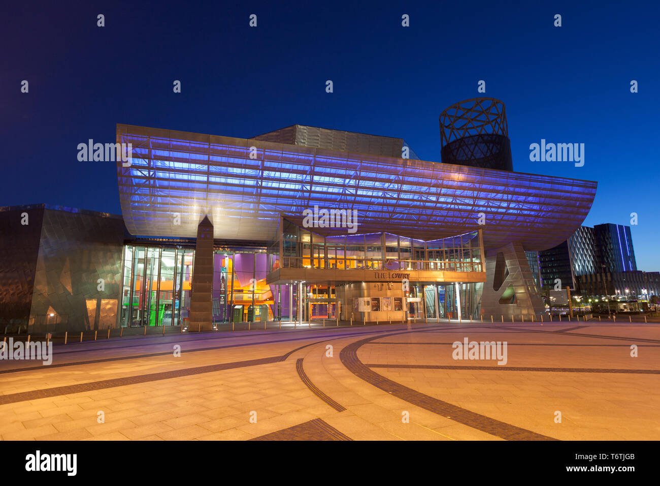 Lowry Theatre at night, Salford Quays, England Stock Photo