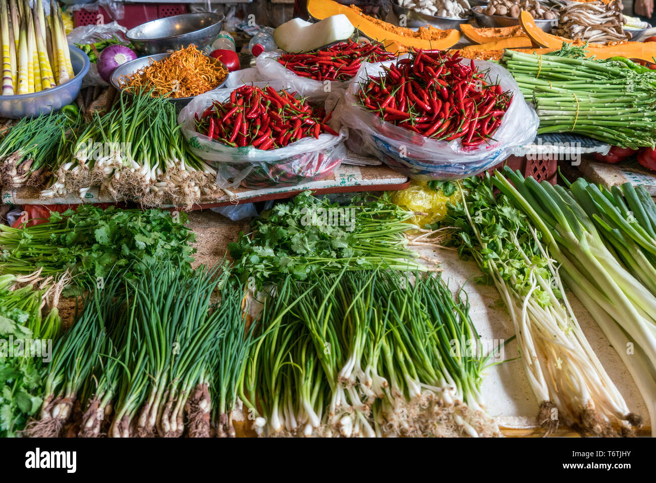 Selection of various vegetables in a Chinese market Stock Photo Alamy