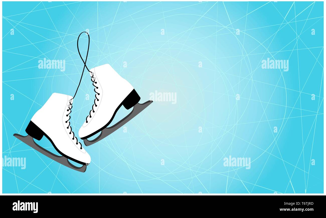 Pair of Figure Ice Skates Hanging Isolated on White Background, space ...