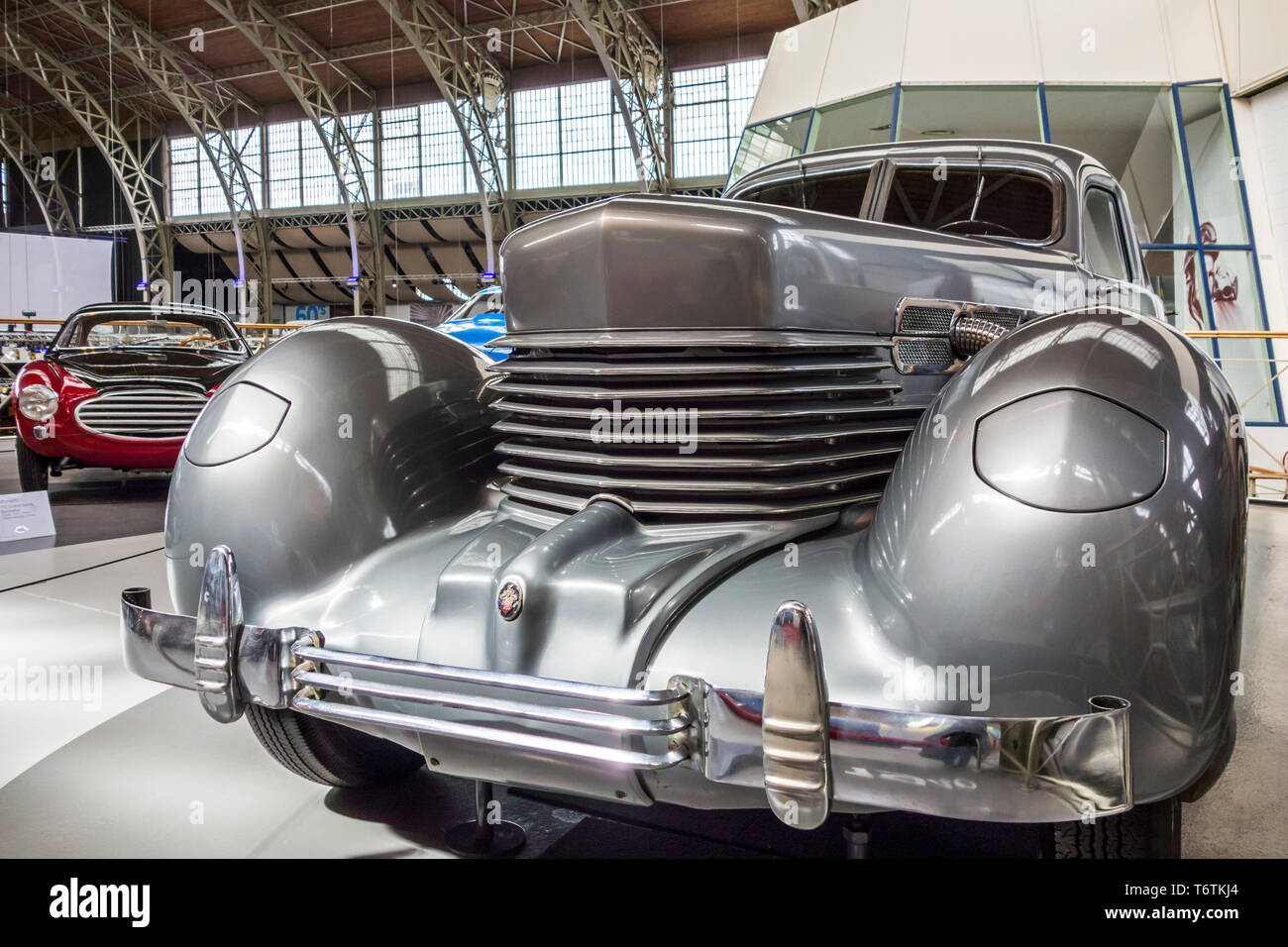 1937 Cord Type 812, American luxury car produced by Cord Automobile at Autoworld, oldtimer museum in Brussels, Belgium Stock Photo