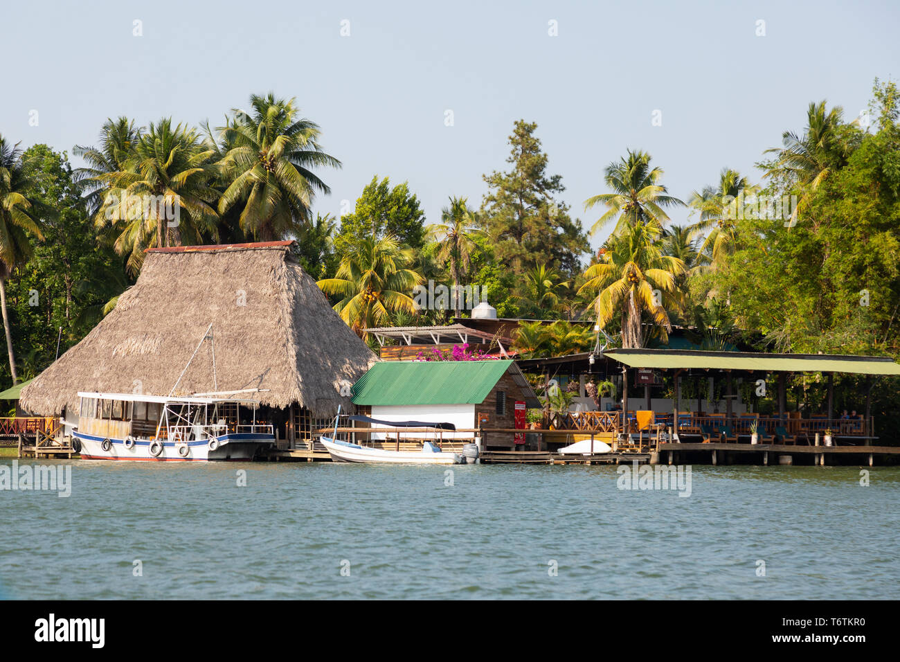 Central America hotel - the Hotel Catamaran on the Rio Dulce, Guatemala, Latin America Stock Photo