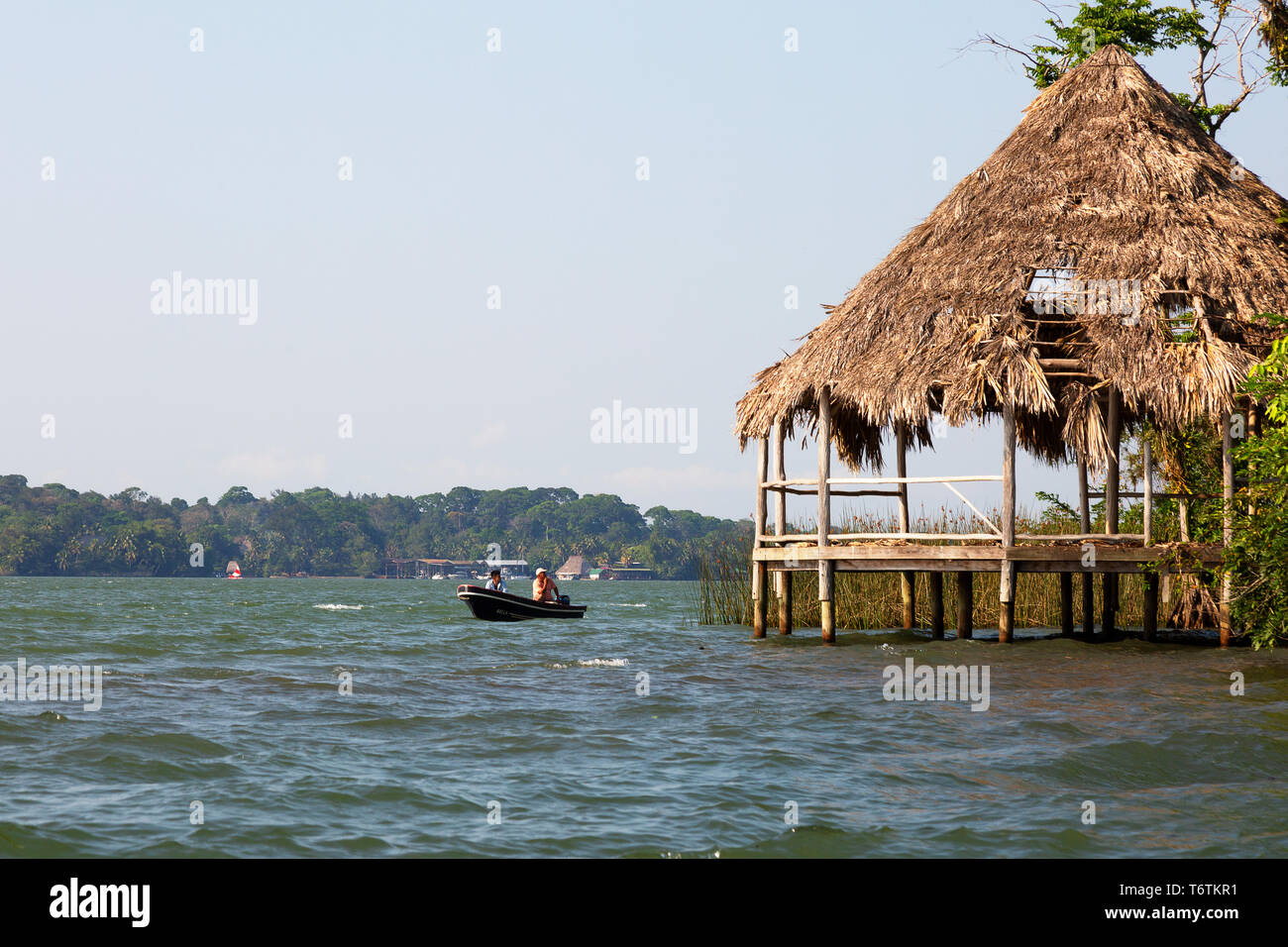 Rio Dulce ( Dulce river ) view with boats, north east Guatemala, Central America Stock Photo