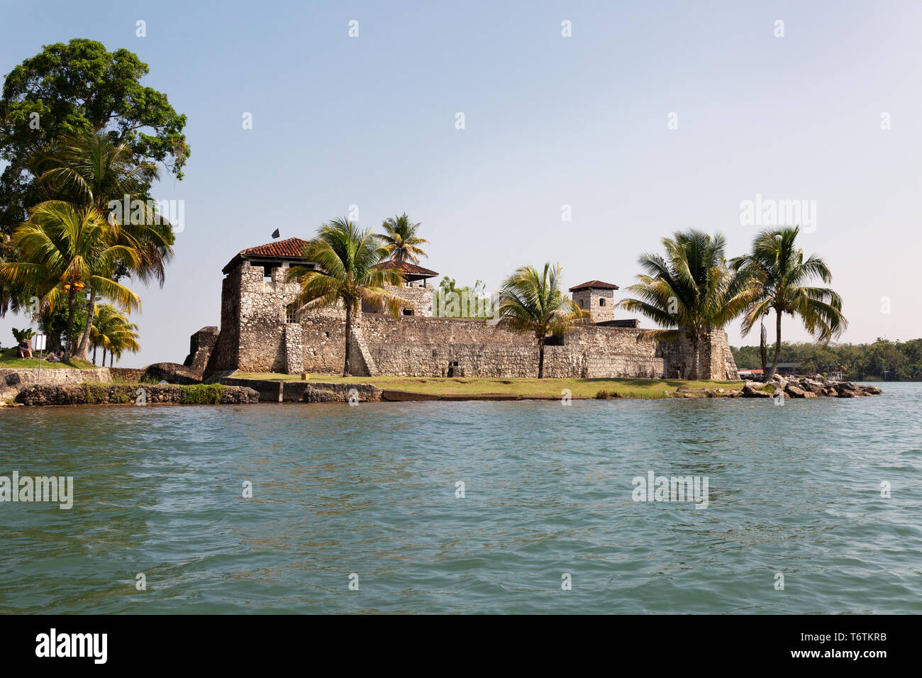 Rio Dulce, Guatemala,-  Castillo de San Felipe de Lara, a Spanish fort built 1644 at the entrance to Lake Izabal, Guatemala, Central America Stock Photo