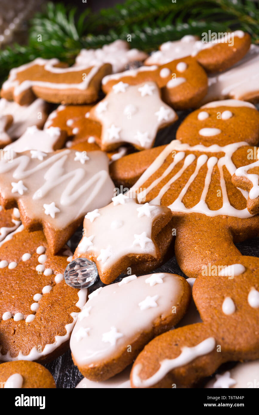 a tasty Gingerbread with royal icing Stock Photo - Alamy