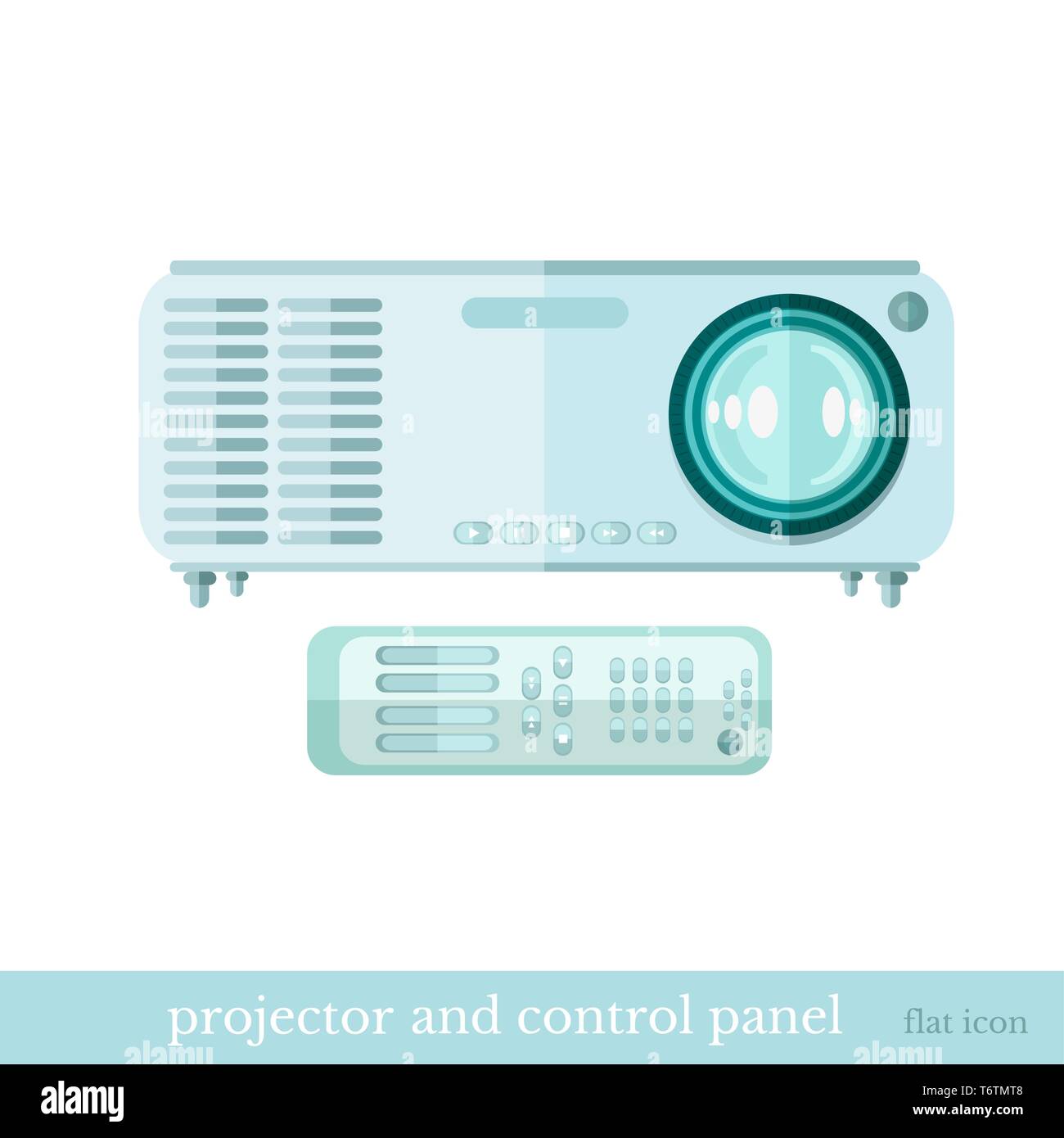 flat icon projector and controle panel object on white Stock Vector ...