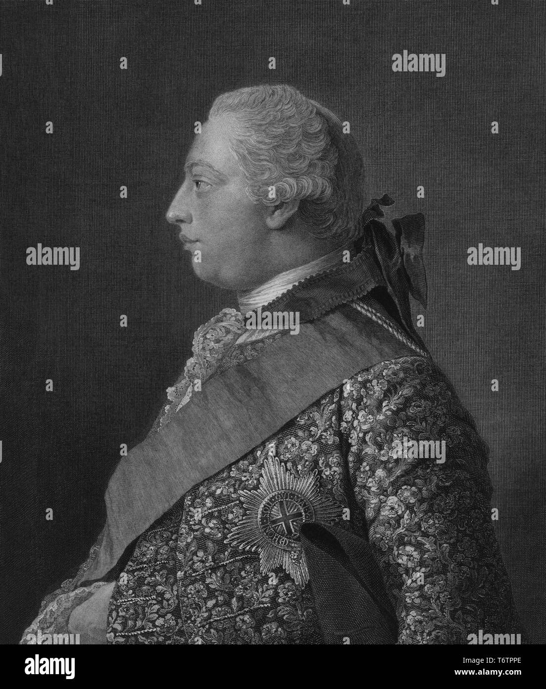 Engraved portrait of George William Frederick, George III of the United Kingdom, king of Great Britain, France and Ireland, 1754. From the New York Public Library. () Stock Photo