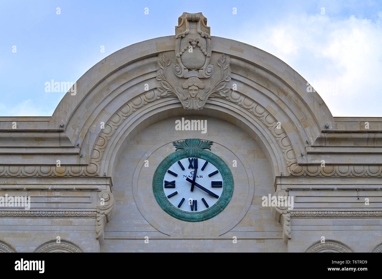 01-05-2019.Baku.Azerbaijan.A clock that resembles time in the streets, parks and city walls of Baku Stock Photo