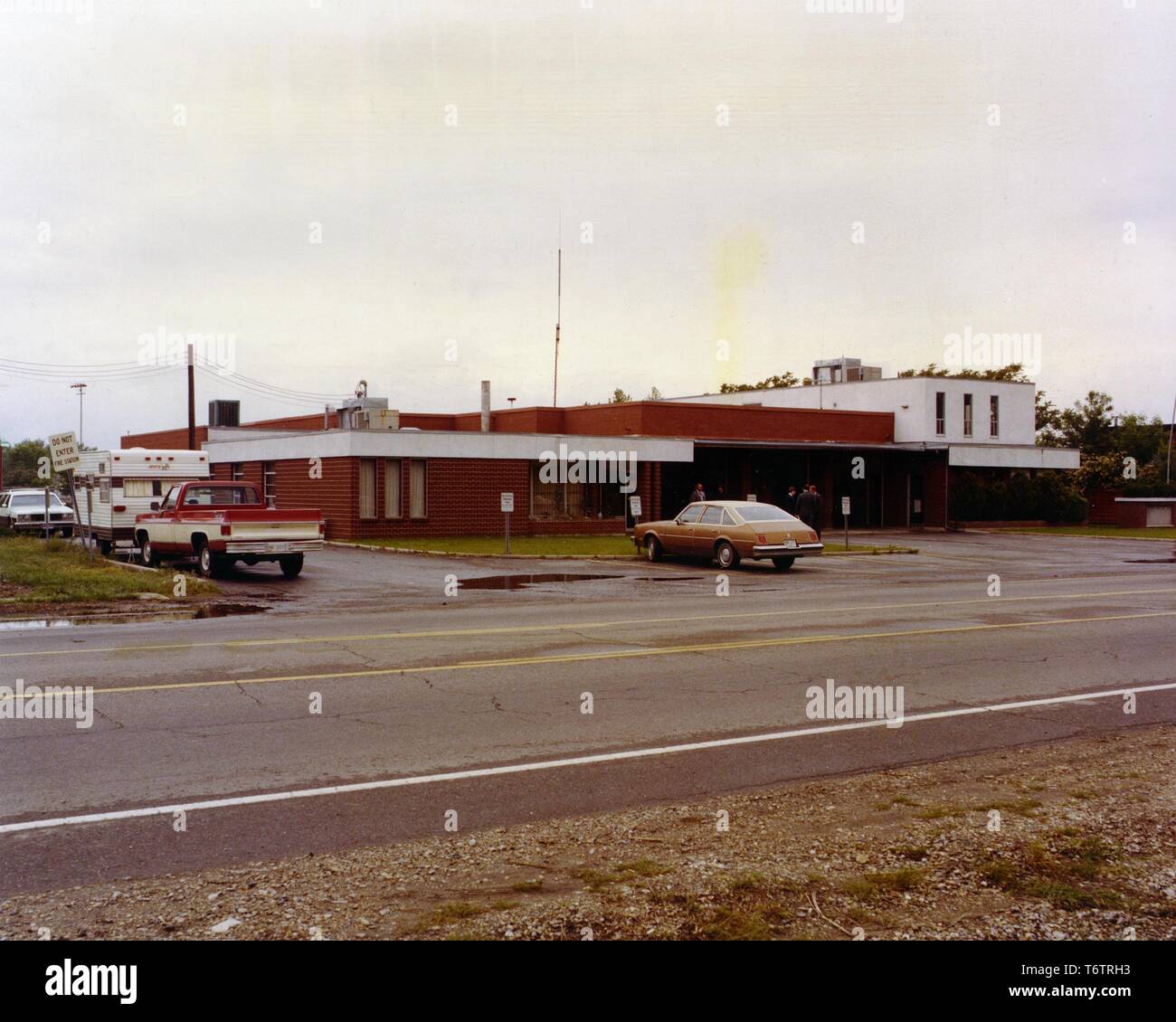 Exterior view of Salt Lake County Fire Station Number 1, before excavation to remove uranium mill tailings, Salt Lake City, Utah, 1975. Image courtesy US Department of Energy. () Stock Photo