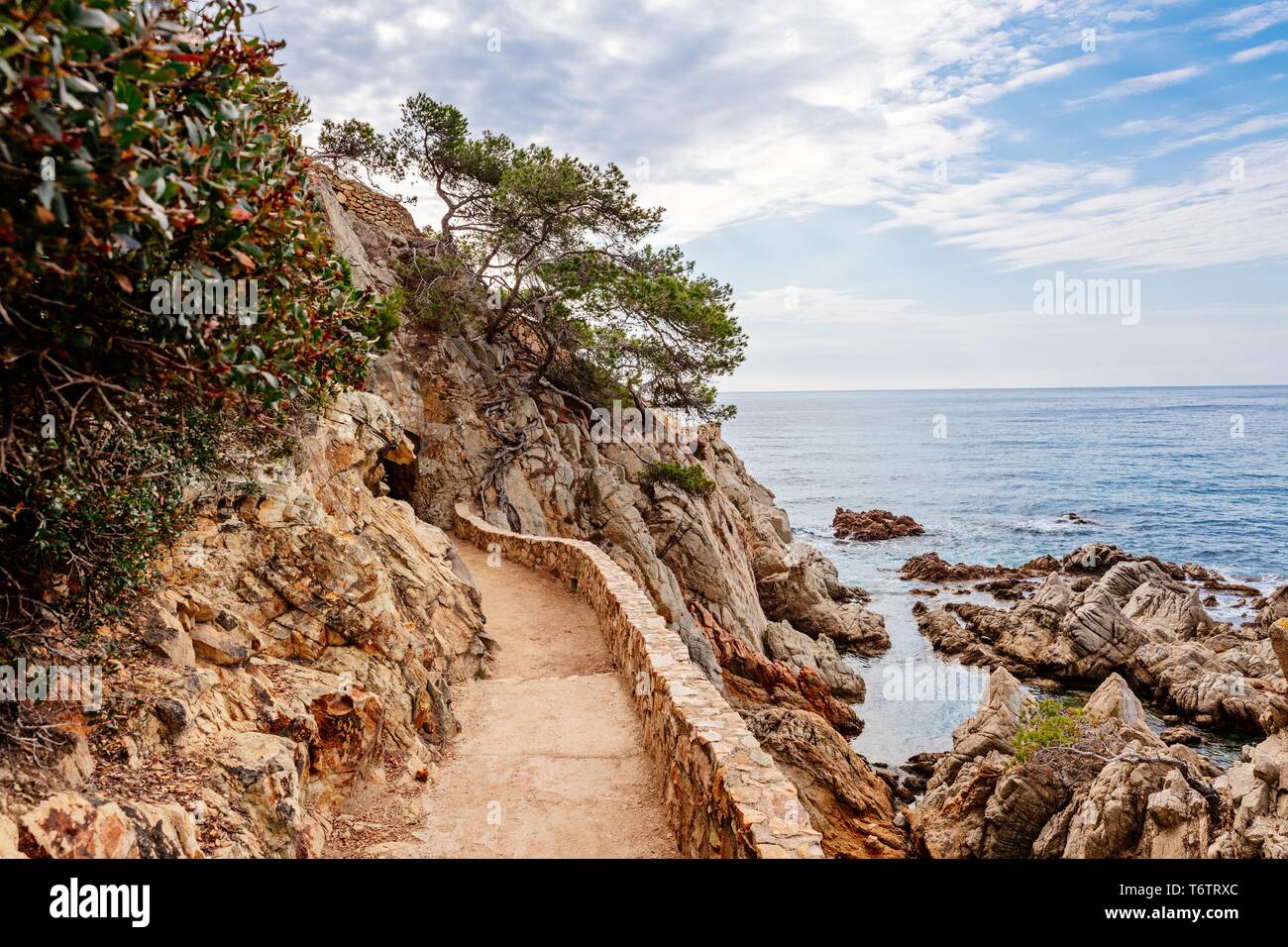 cami-de-ronda-tourist-track-in-lloret-de-mar-costa-brava-spain-stock
