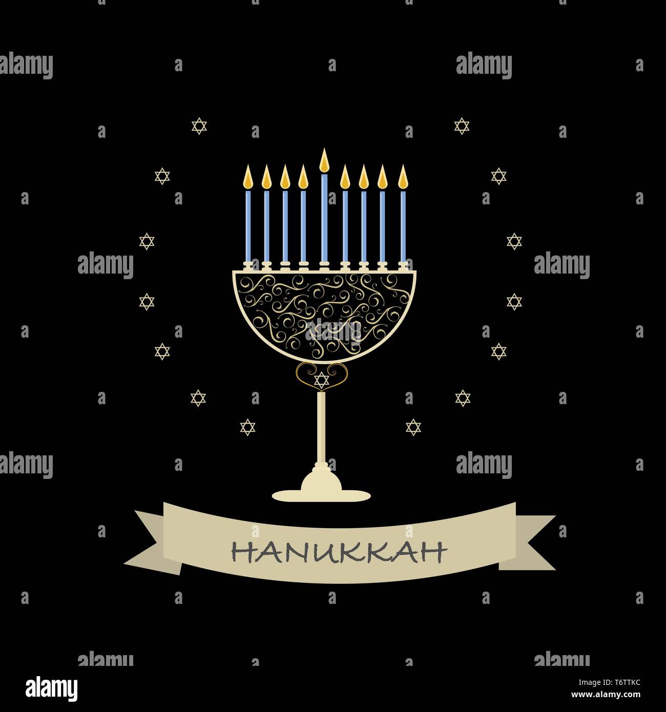 vector of the jewish holiday of hanukkah with the golden menorah and