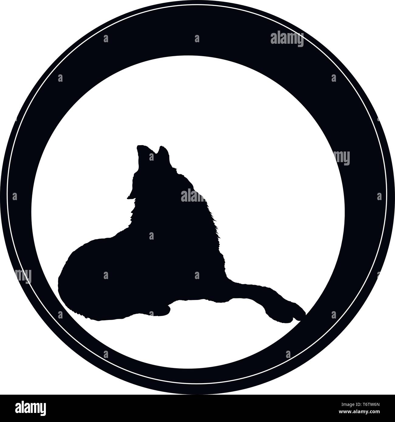 The Vector logo dog  or wolf for tattoo or T-shirt design or outwear.  Cute print style dog  or wolf  background. Stock Vector