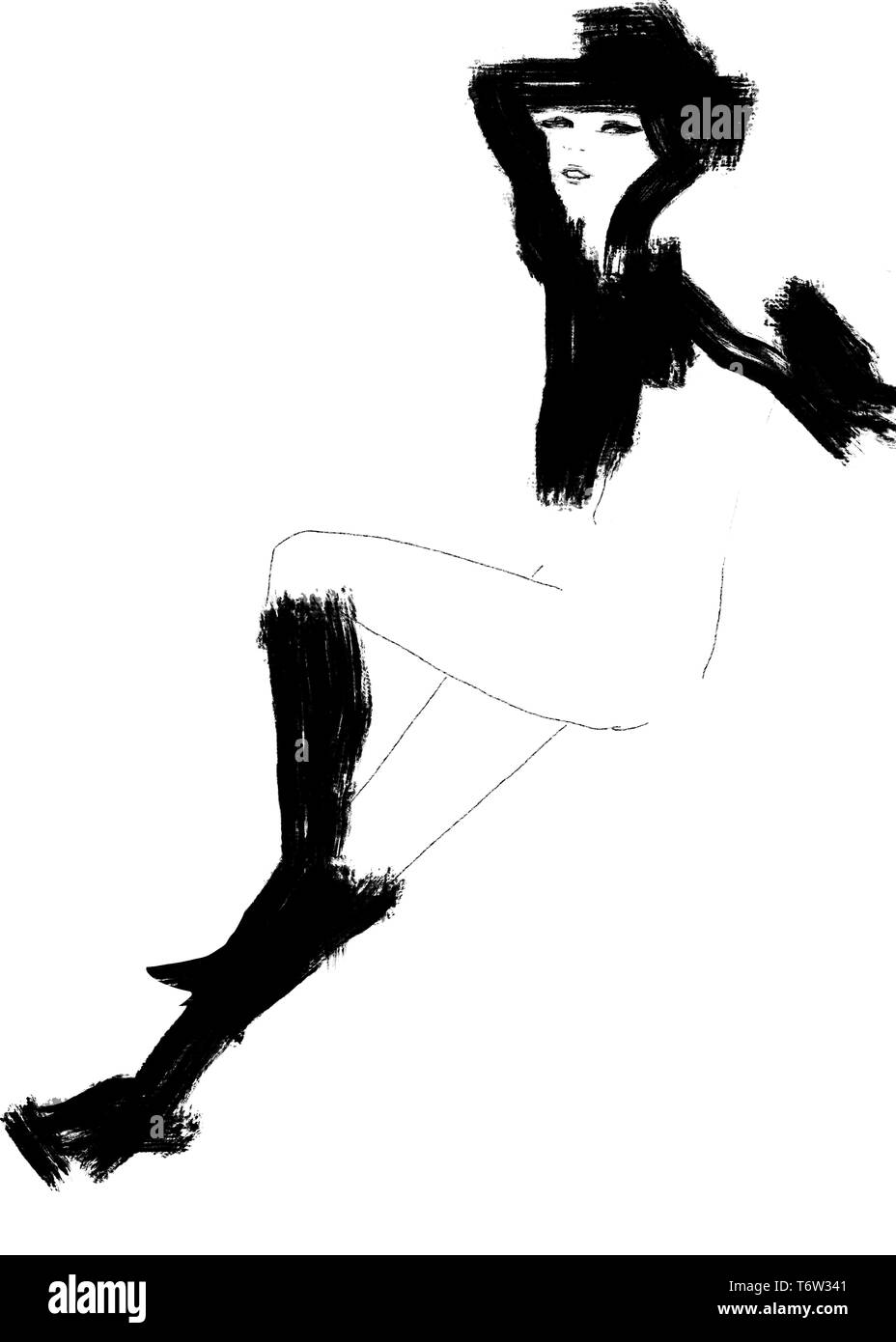 fashion illustration print black and white Stock Photo Alamy