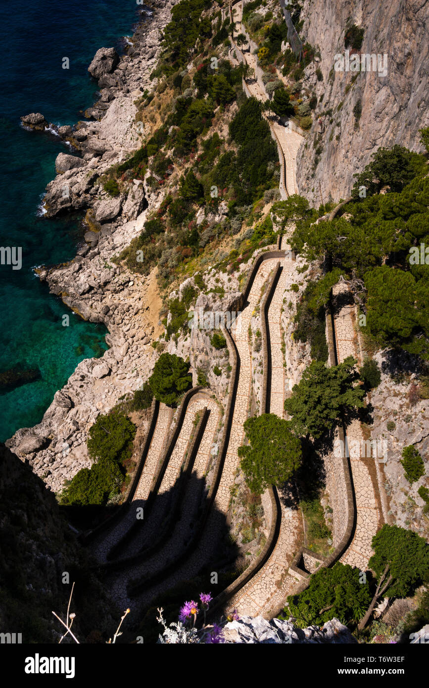 Via Krupp switchback footpath on Capri connecting the Gardens of ...