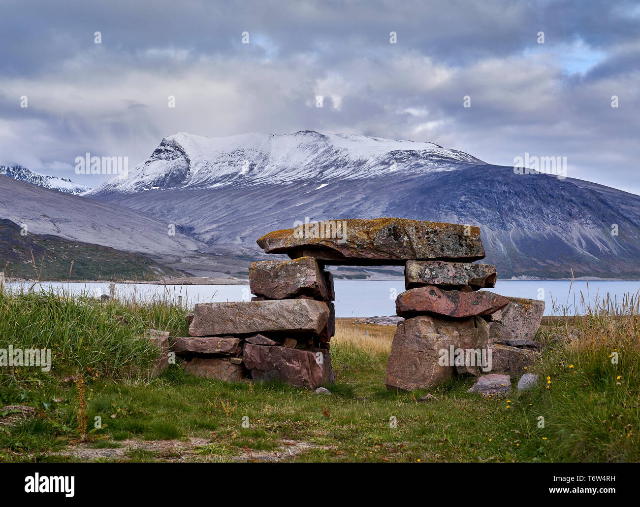 Igaliku ancient Norse ruins at Gardar, South Greenland Stock Photo