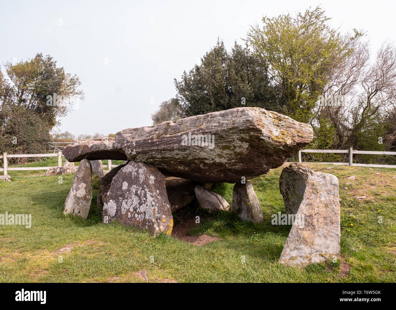 Arthur's Stone Neolithic burial chamber made of great stone slabs, set in the hills above