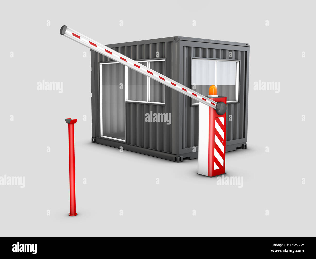 3d Illustration of Converted old shipping container into checkpoint ...