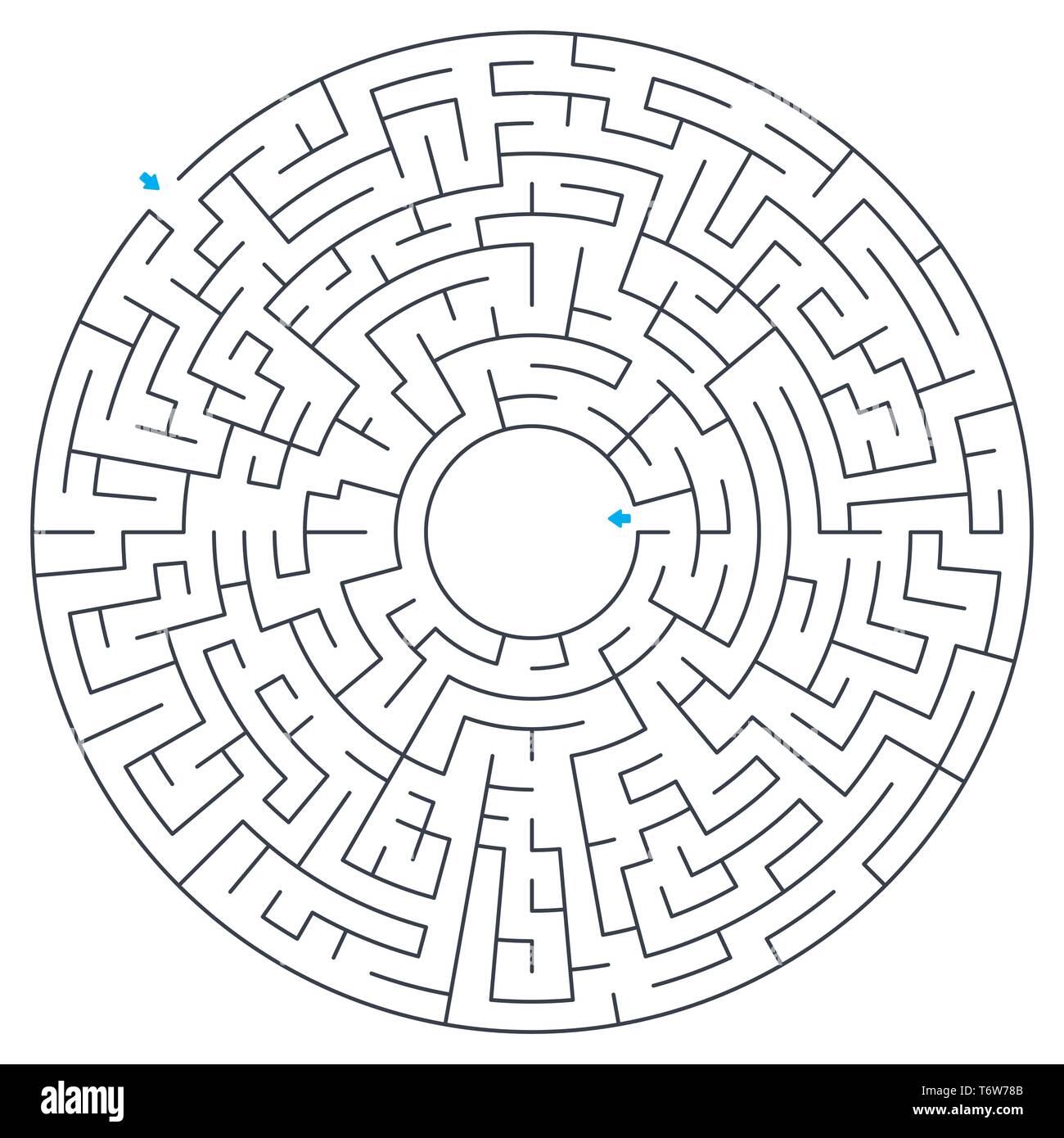 Maze, labyrinth, vector illustration. Round, circular maze. High quality vector. Stock Vector