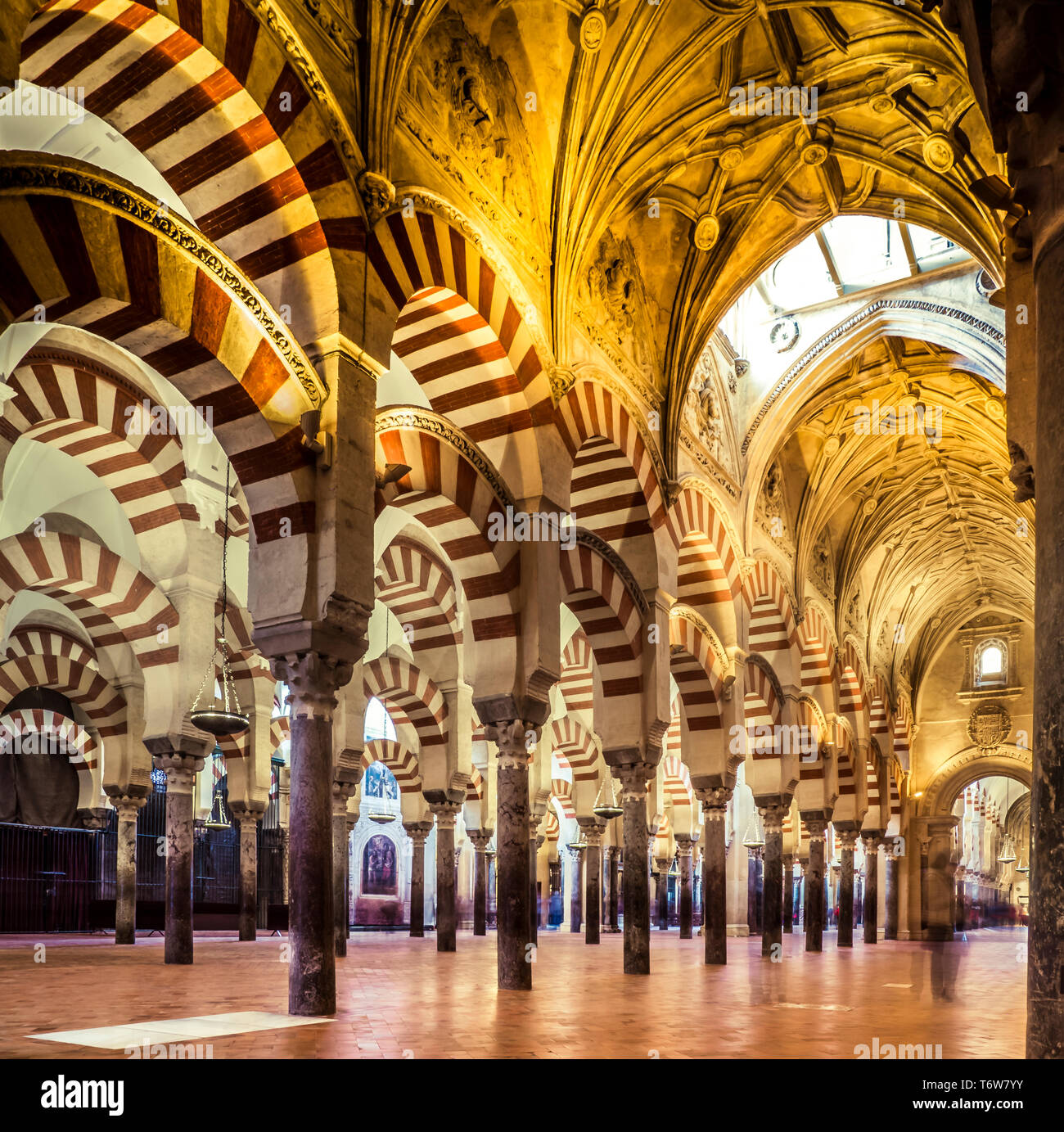 Inside view of The Mosque-Cathedral of Cordoba, Spain April 25, 2019 Stock Photo