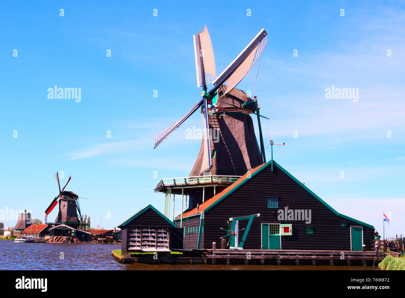 dutch windmills - zaanse schans spring 2019 Stock Photo