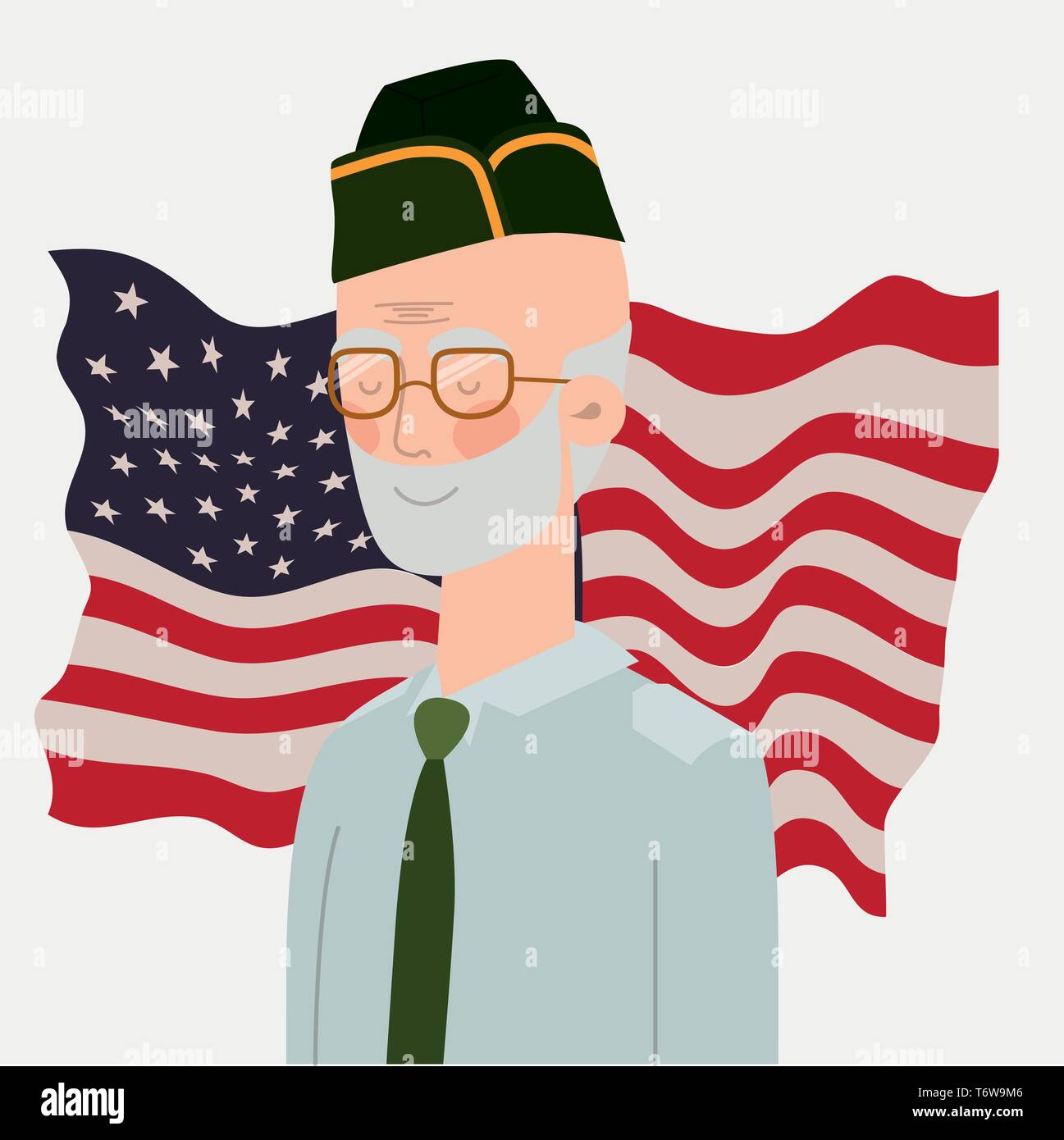 memorial day card with veteran and usa flag Stock Vector Image & Art ...