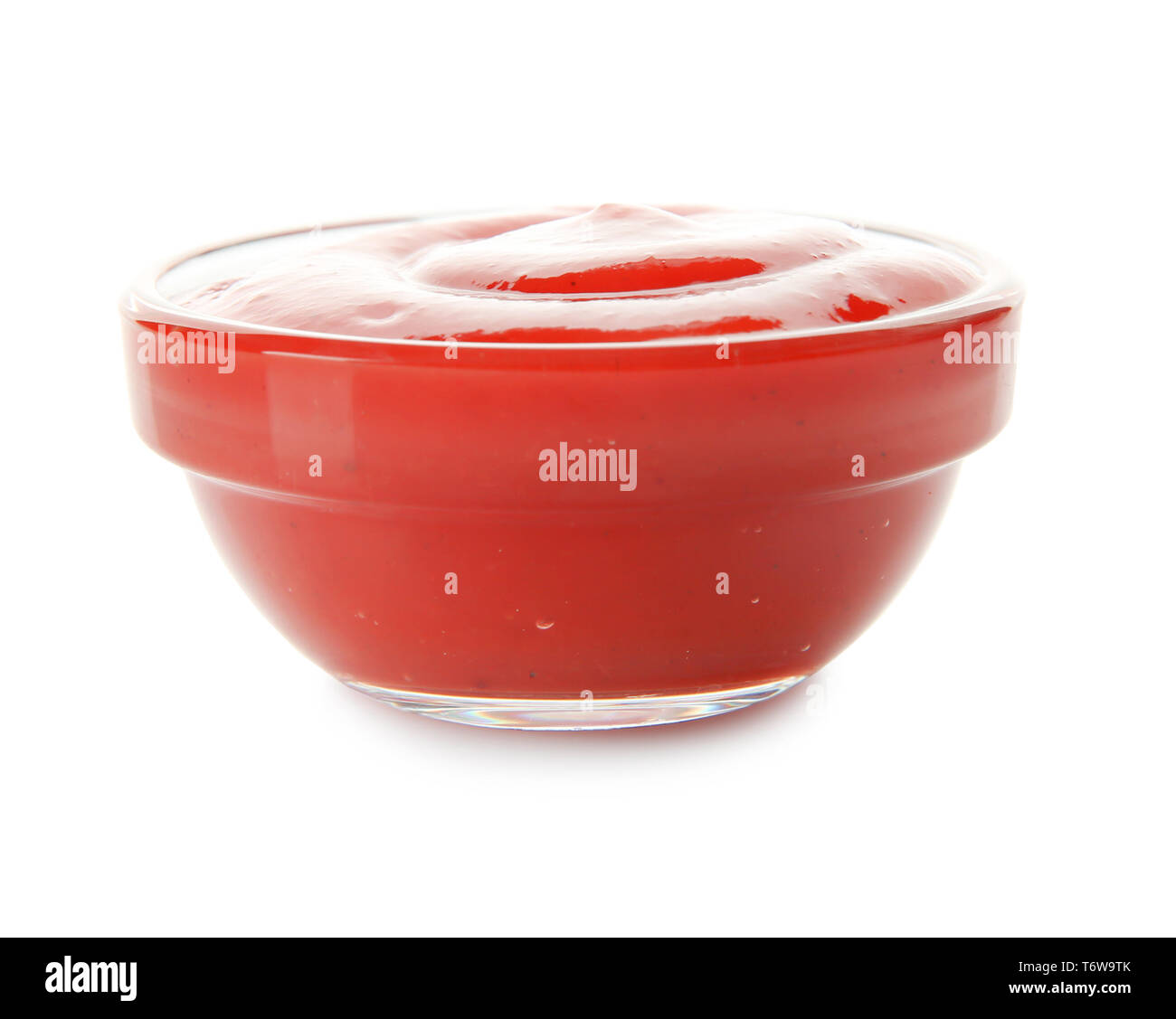 Tomato sauce in glass bowl on white background Stock Photo - Alamy