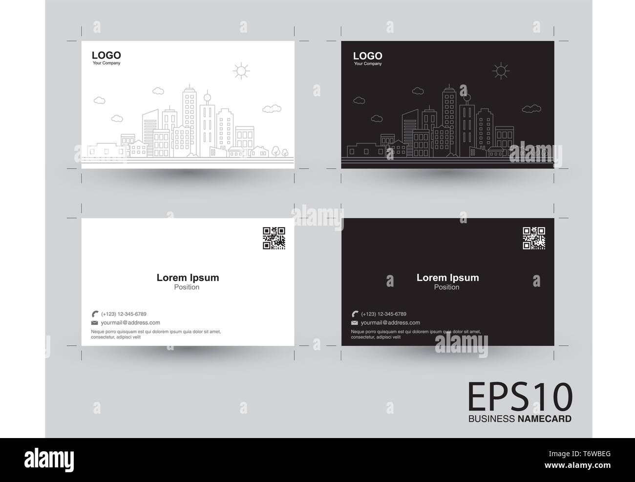 Cityscape. Landscape namecard flat design concept. Stock Vector