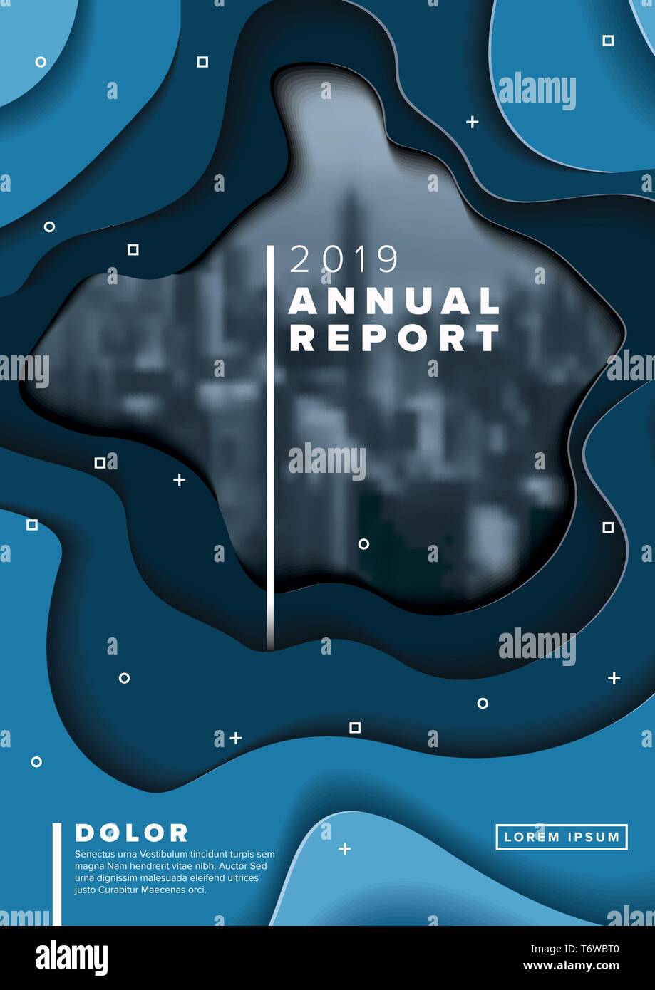 Vector abstract annual report cover template with sample text and ...