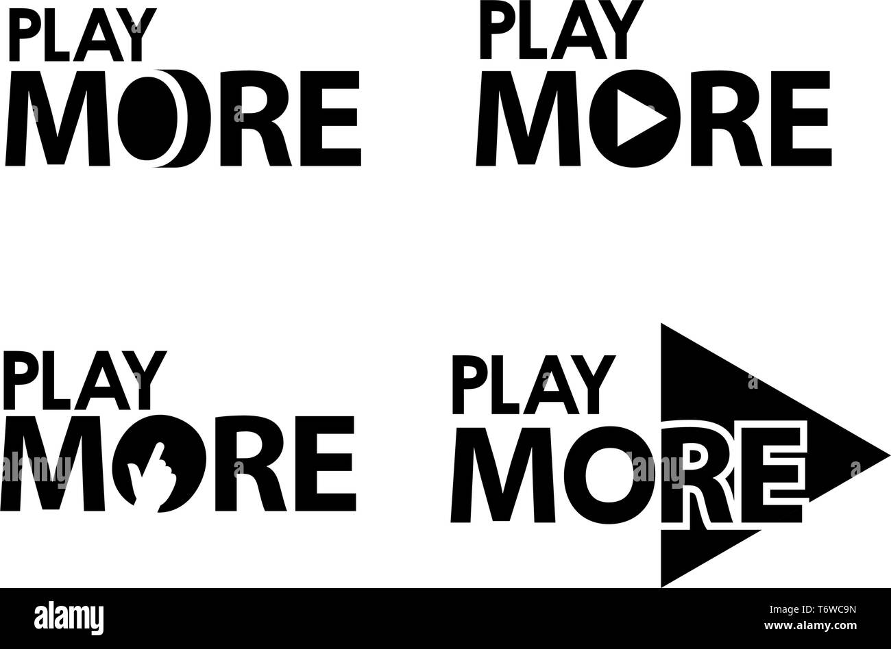 Play more. Creative lettering vector illustration. illustration in vector format. Stock Vector