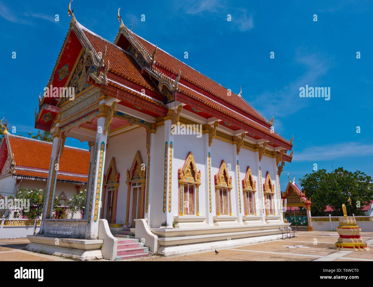 Pagoda, main temple, Wat Sawang Arom, Rawai, Phuket island, Thailand Stock Photo