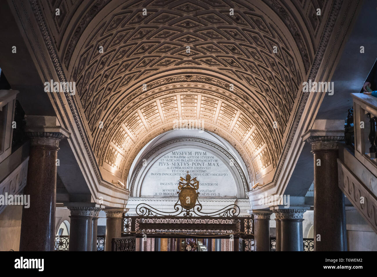 VATICAN, ROME, ITALY - NOVEMBER 17, 2017: Architecture of the interior stairs of the Vatican Museum in Rome Stock Photo