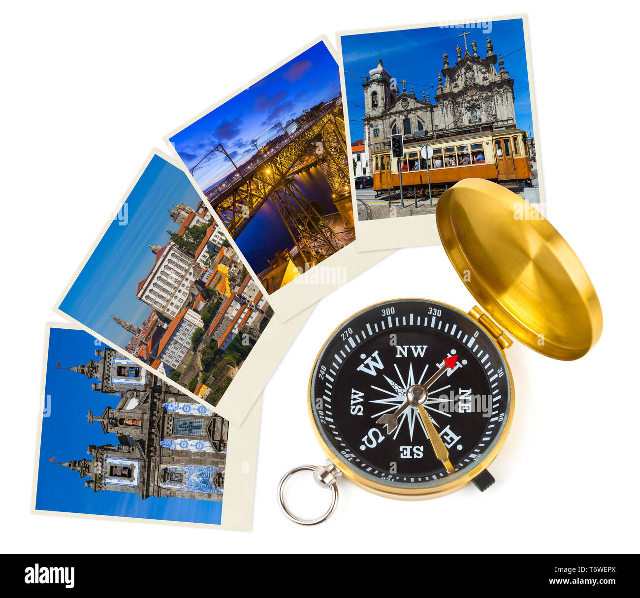 Porto Portugal travel images (my photos) and compass Stock Photo