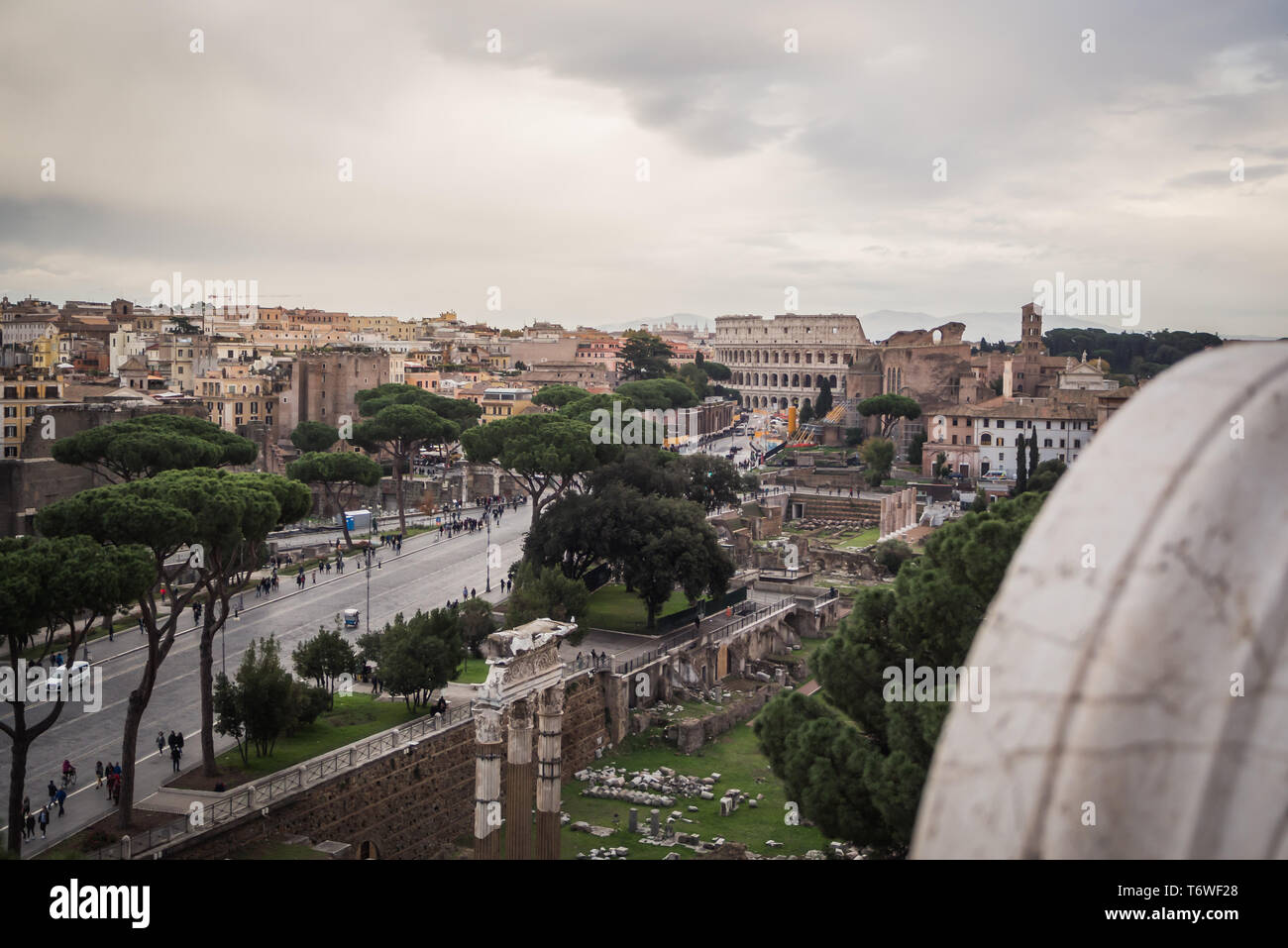 The old town from the Vittorio Emanuele II monument in Rome Italy Stock Photo