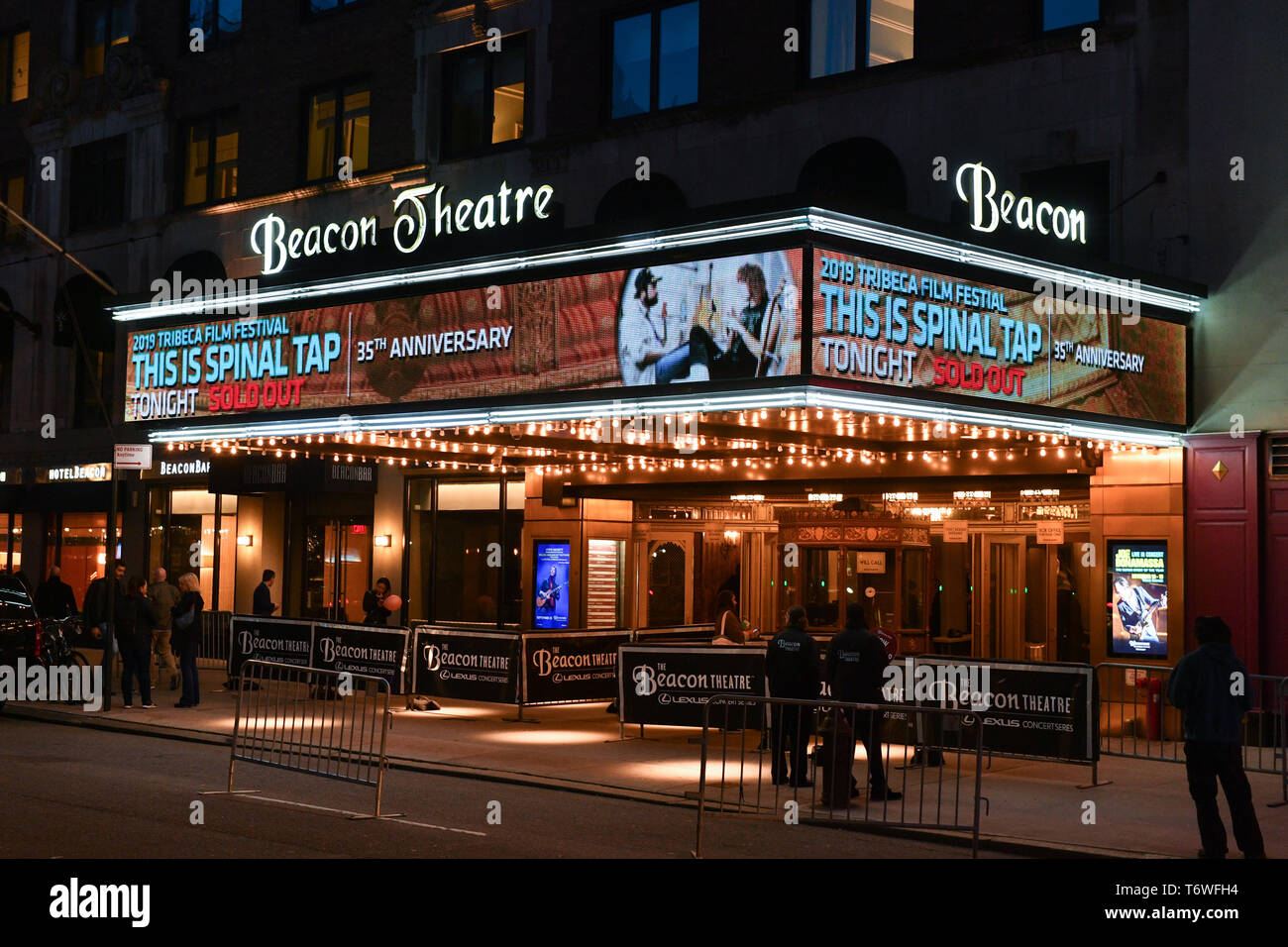 A view of the 'This Is Spinal Tap' 35th Anniversary marquee during the 2019 Tribeca Film Festival at the Beacon Theatre on April 27, 2019 in New York  Stock Photo