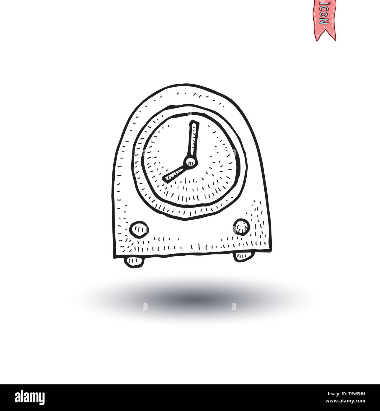 clock icon, watche, Hand drawn vector illustration. Stock Vector