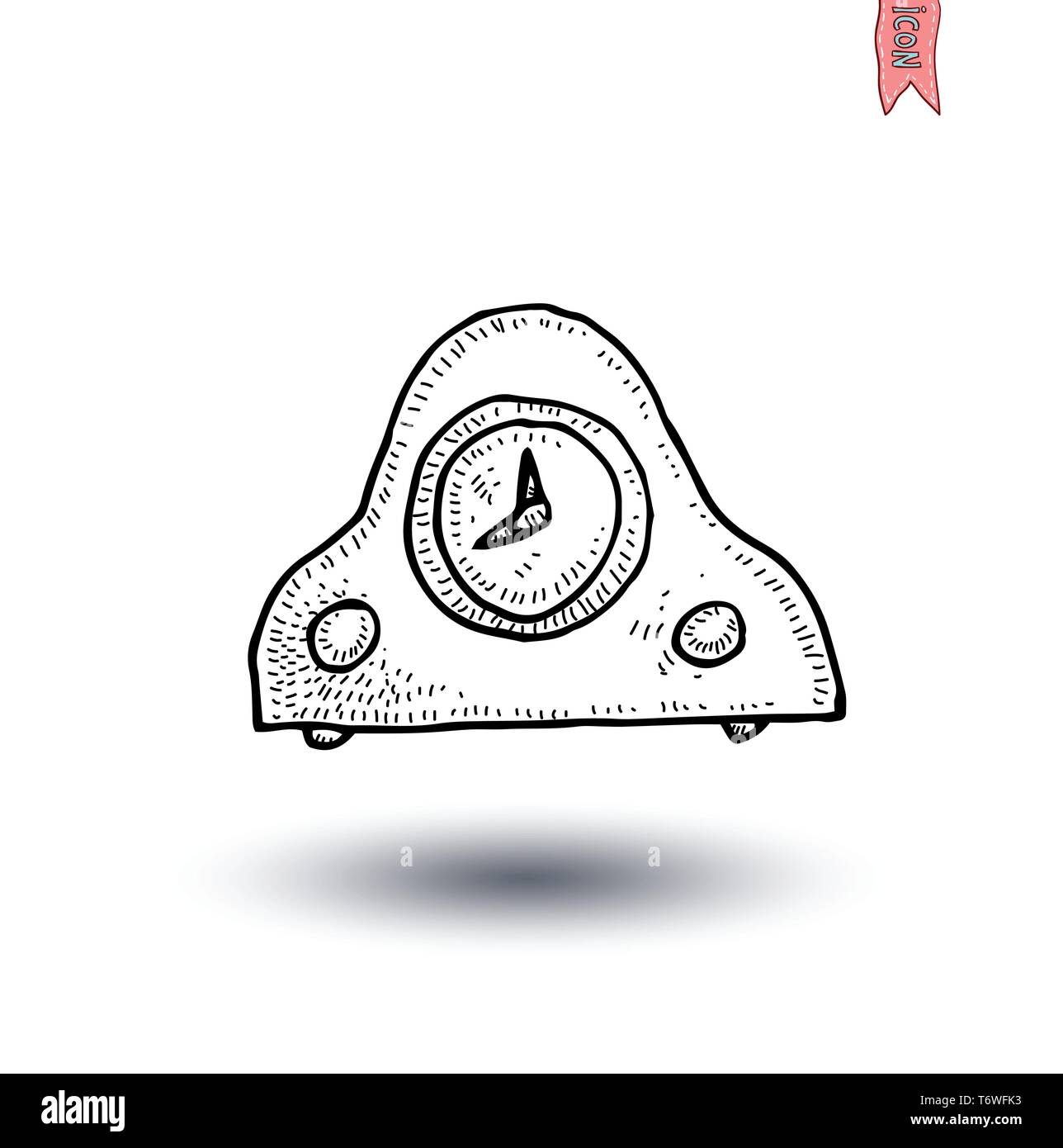 clock icon, watche, Hand drawn vector illustration. Stock Vector